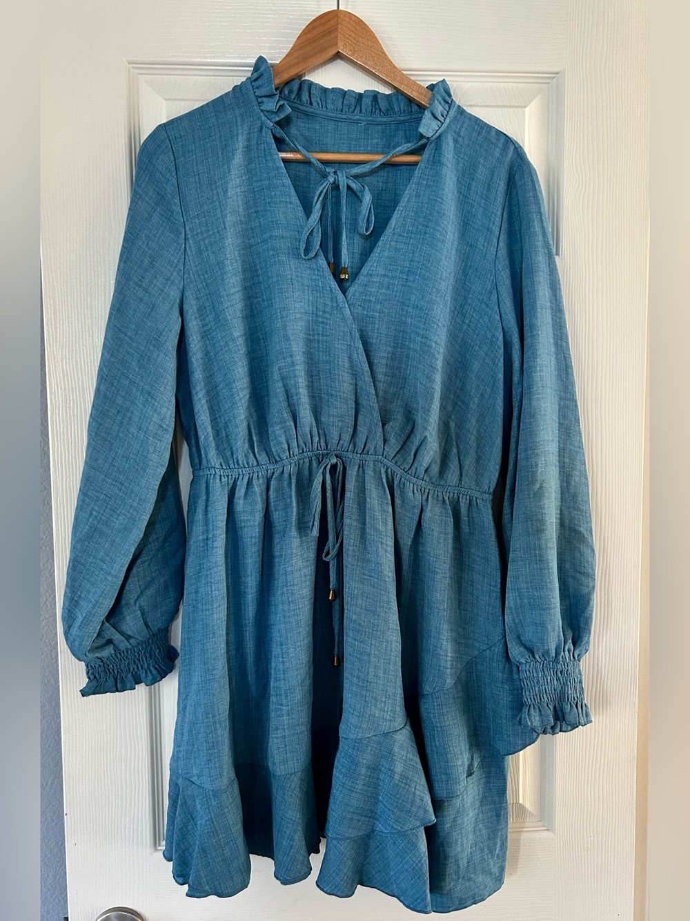 Cupshe Coastal Blue Ruffle Hem Dress NWT
